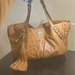 *SALE*Tory Burch Brown Leather Tote Bag w Detachable Leather Tassel